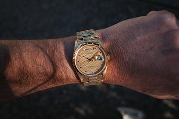 1988 Rolex 18K YG Day-Date 18038 Ruby & Diamond String Missoni