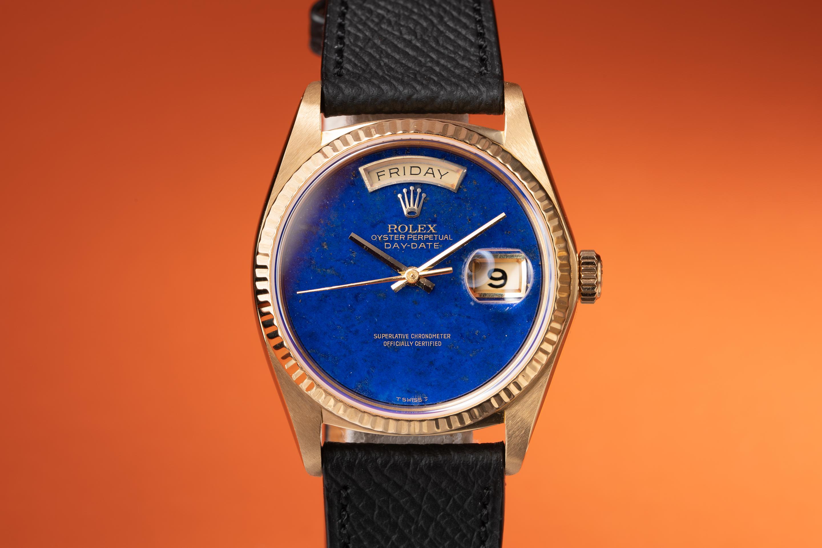 1978 Rolex 18K YG Day-Date 18038 Lapis Lazuli with Papers