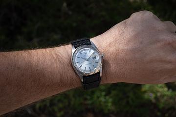 1963 Rolex 18K WG Day-Date 1803 Silver Swiss Dial 