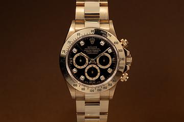 1995 Rolex 18K YG Zenith Daytona 16528 Black Diamond Dial with Papers 