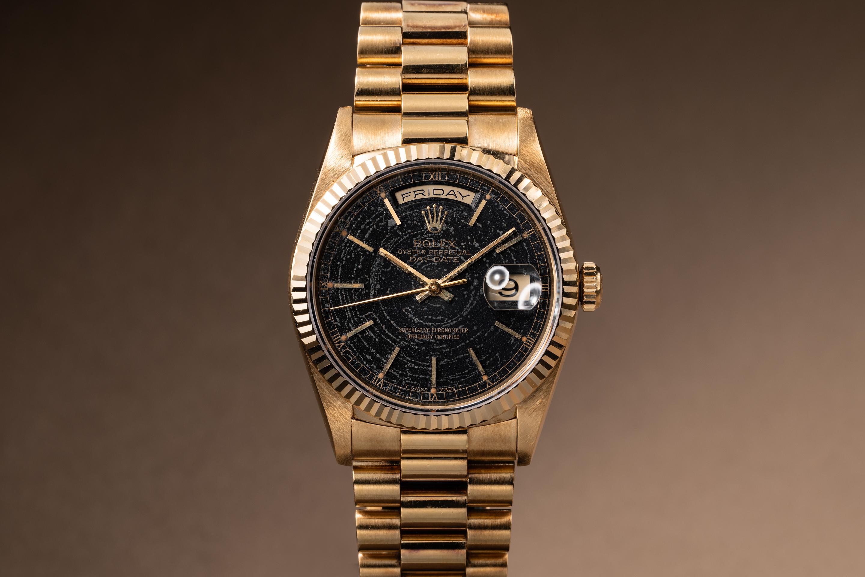 1995 Rolex 18K YG Day-Date 18238 Black Dial | Tropical Watch