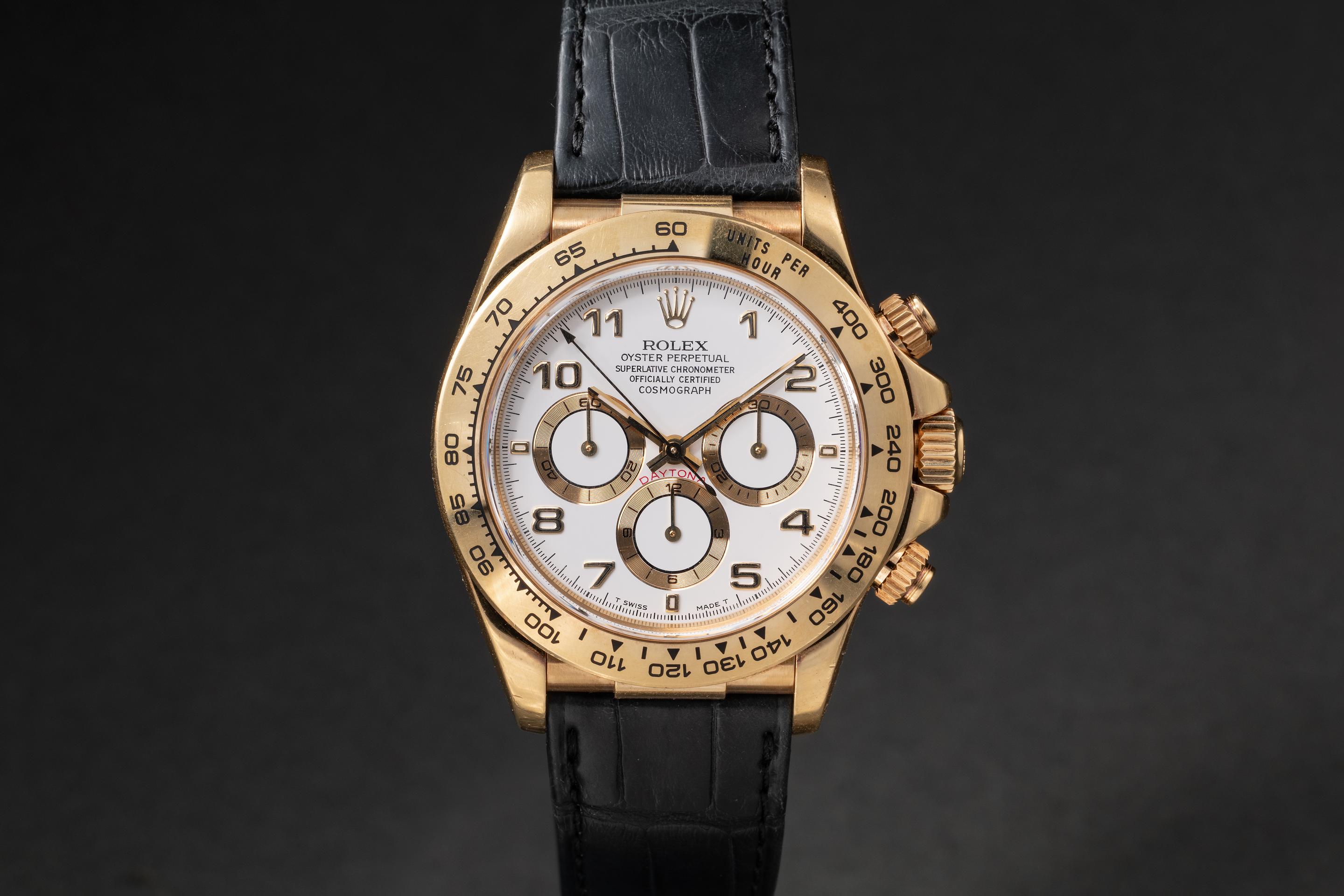 1997 Rolex 18K YG Daytona 16518 White Arabic Dial | Tropical Watch