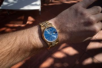 1988 Rolex 18K YG Day-Date 18038 Blue Dial with Papers from Paris 