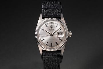 1963 Rolex 18K WG Day-Date 1803 Silver Swiss Dial 