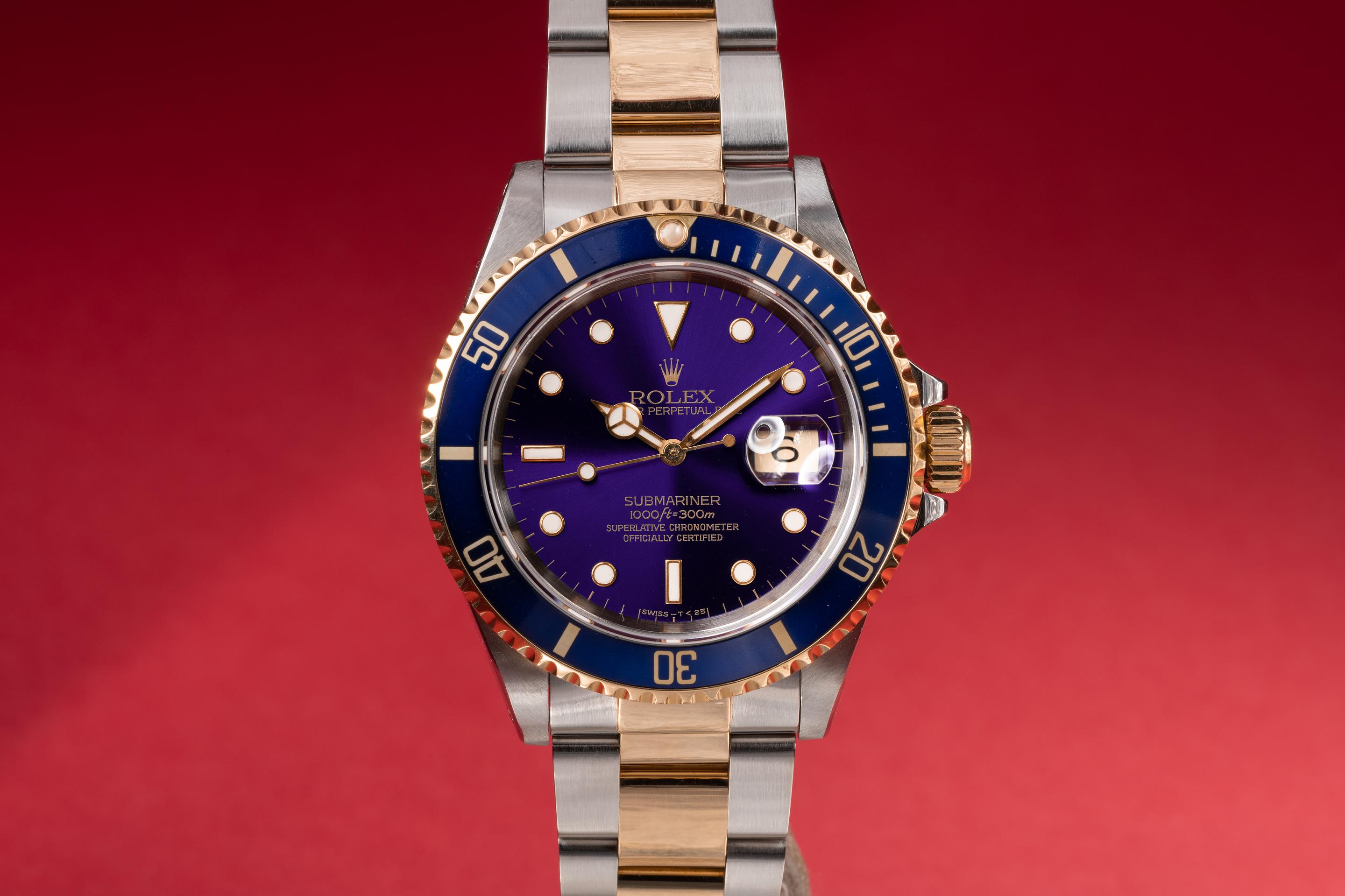 1991 Rolex Two-Tone Submariner 16613 with Purple Fade Dial