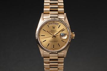1986 Rolex 18K YG Day-Date 18038 Champagne Dial