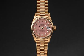 2000 Rolex 18k YG Ladies DateJust 79178G Pink Opal Diamond Dial