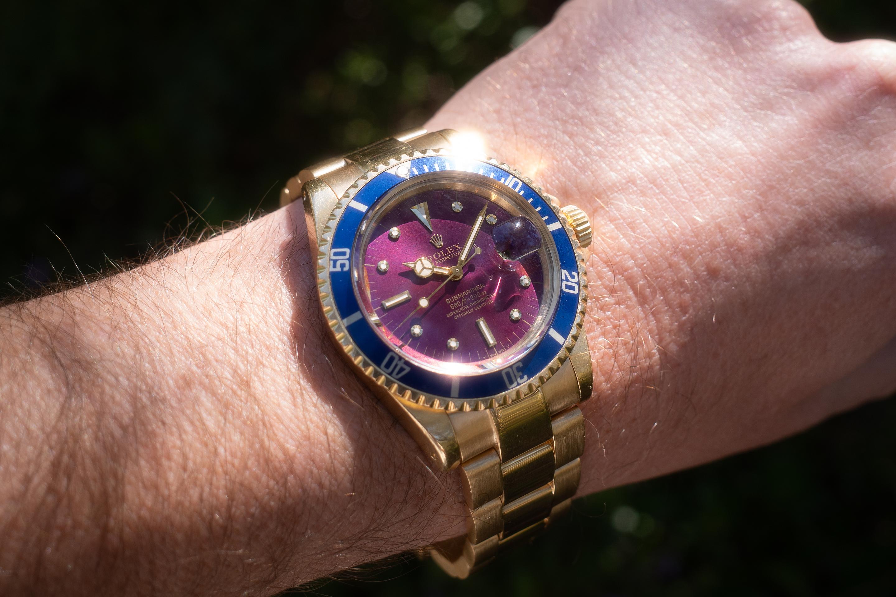 1978 Rolex 18k YG Submariner 1680 Tropical Purple Dial | Tropical