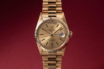 1996 Rolex 18K YG Day-Date 18238 Champagne Dial with Box & Papers