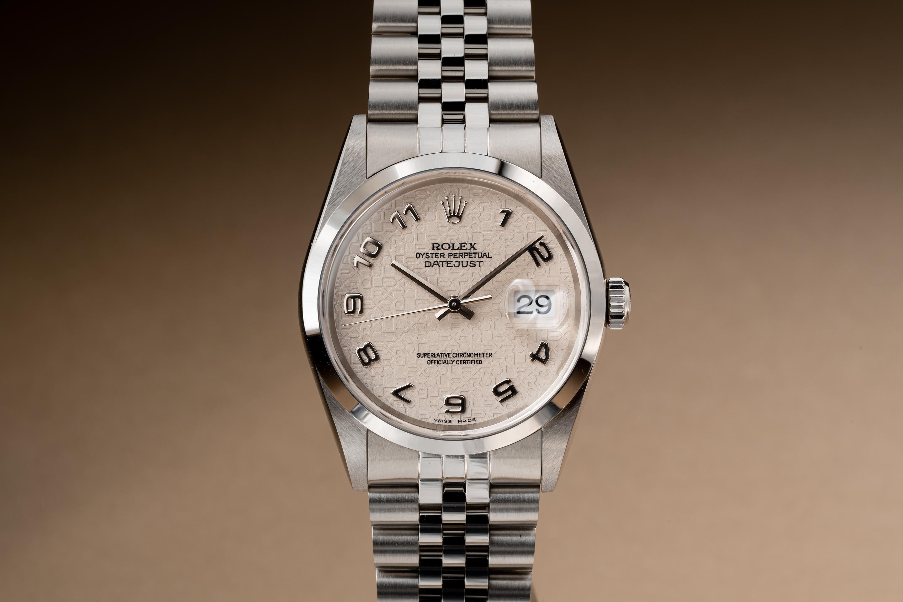 1999 NOS Rolex DateJust 16200 White Jubilee Arabic Dial with