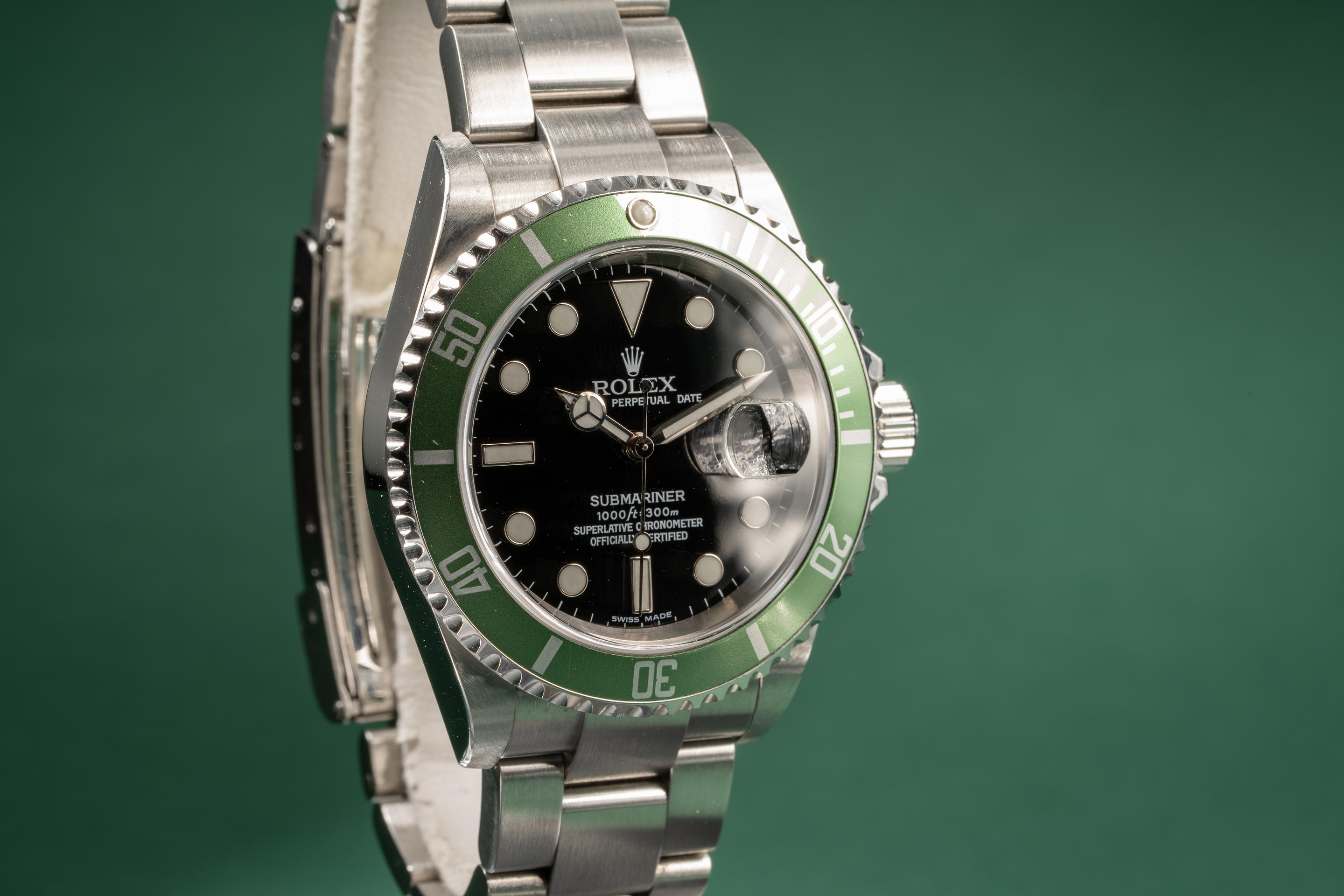 2003 Rolex Anniversary Submariner 16610LV with Faded Green Bezel