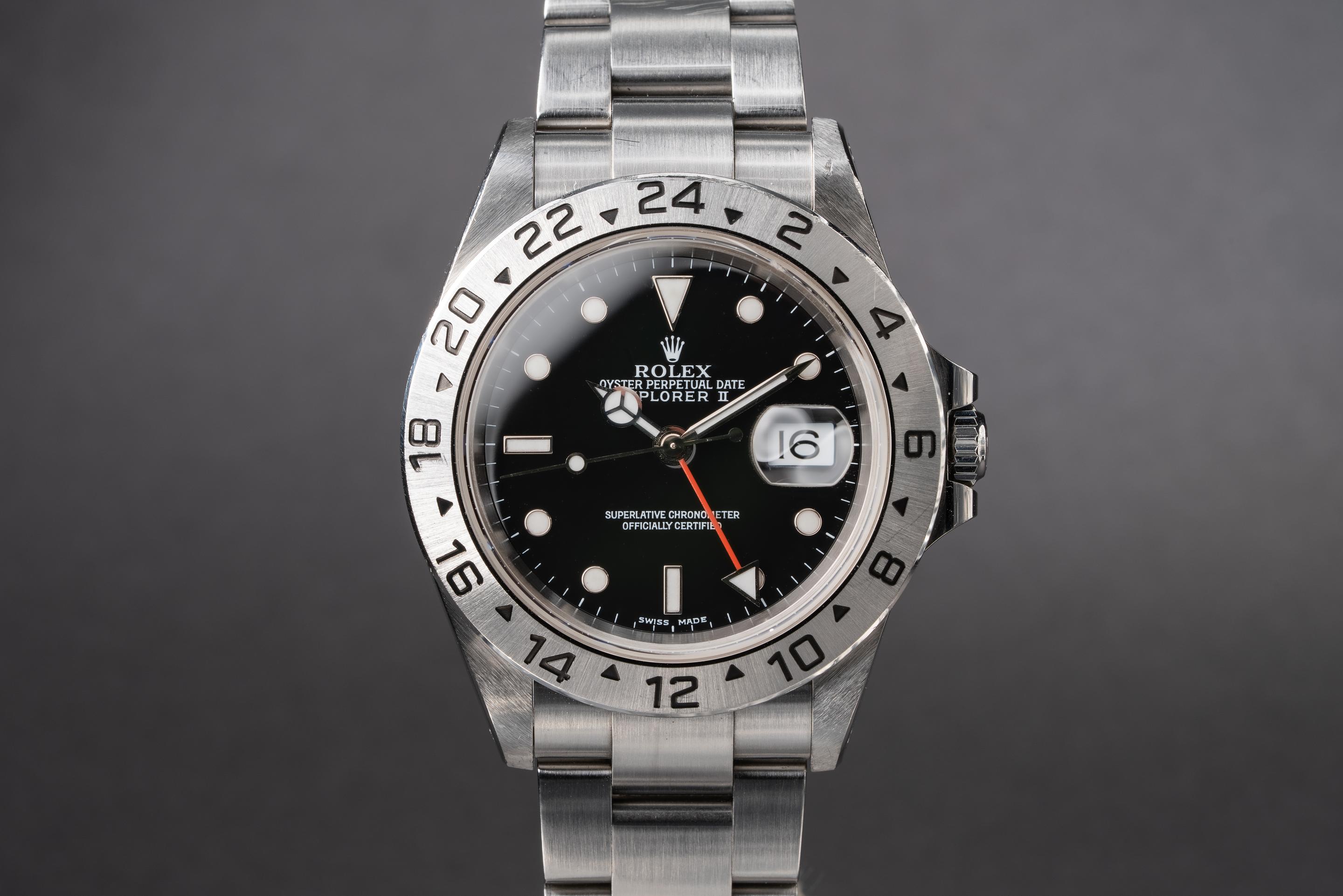 RAYS 2×7 Limited JET BLACK EDITION 2000 Rolex Explorer II 16570 Black Dial | Tropical Watch