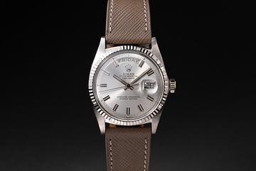 1971 Rolex 18K WG Day-Date 1803 Silver Wide Boy Dial