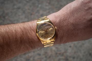 2000 Rolex 18K YG Oyster Perpetual 14208 Champagne Dial with Papers