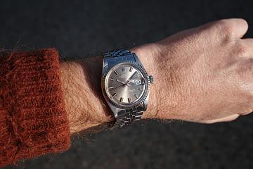 1973 Rolex DateJust 1601 Grey Wide Boy Dial 
