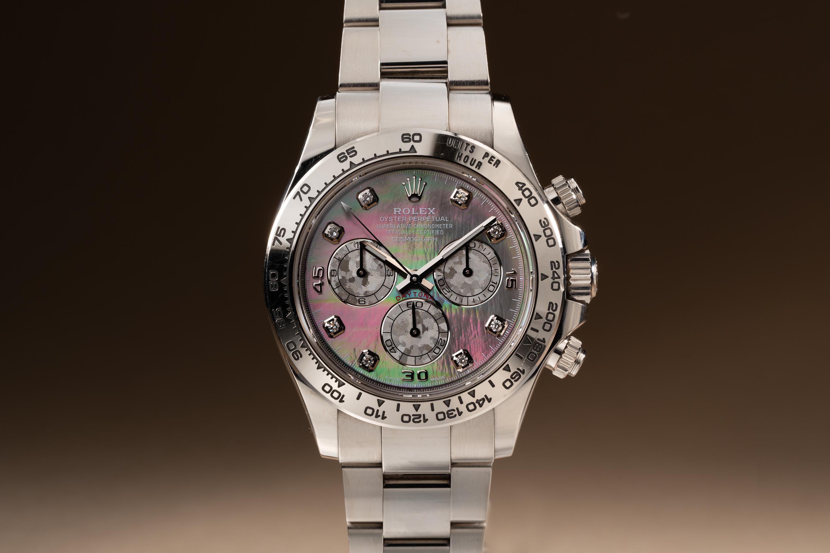 2019 Rolex 18K WG Daytona 116509 Tahitian MOP Diamond Dial with