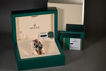 2020 Rolex 18K RG Day-Date 228235 Olive Green Roman Dial with Box