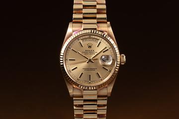 1987 Rolex 28K YG Day-Date 18038 Champagne Dial 