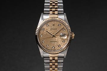 2000 Rolex Two-Tone DateJust 16233 Champagne Jubilee Diamond Dial