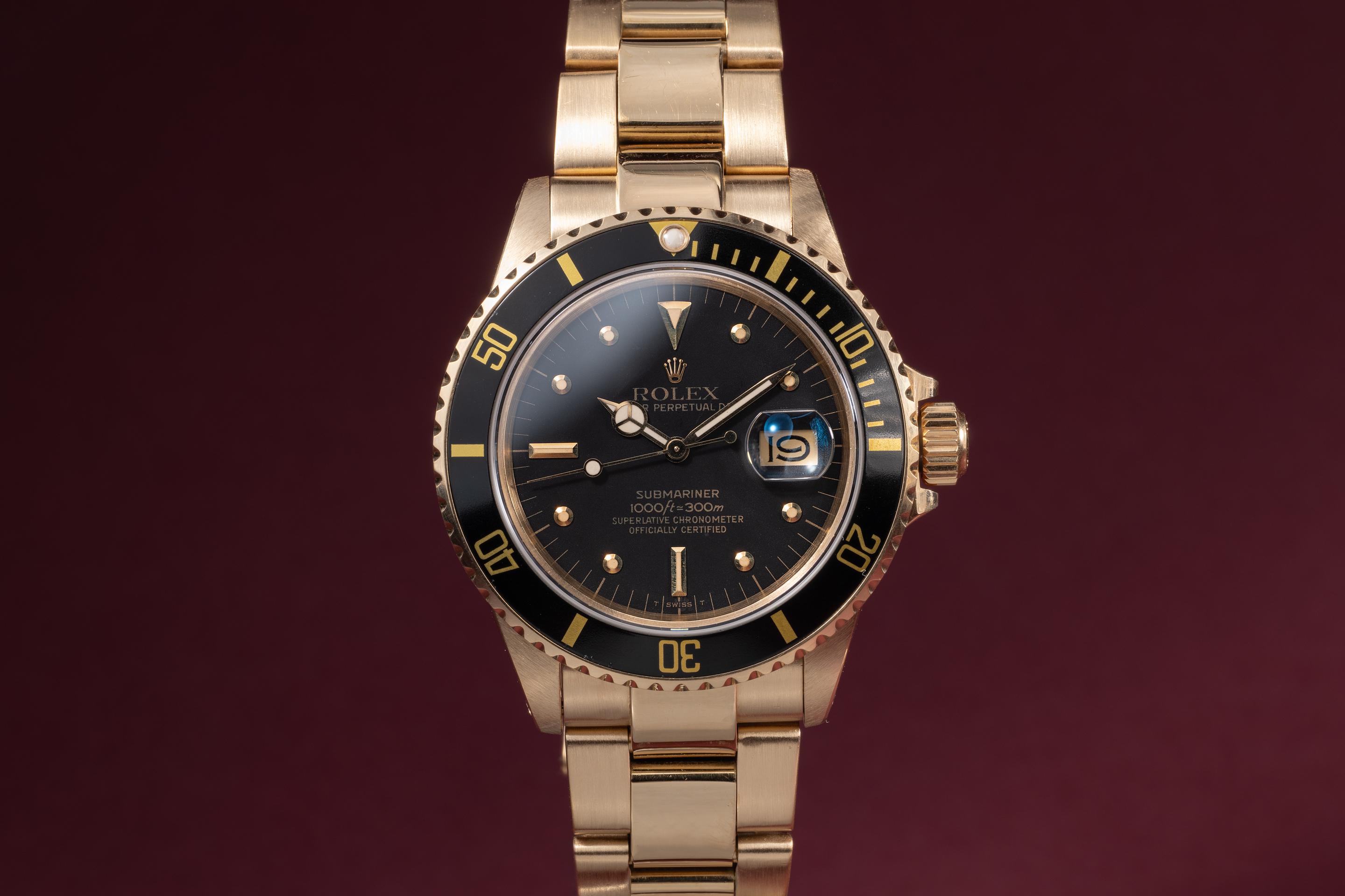 1986 rolex 18K YG Submariner 16808 Black Nipple Dial | Tropical Watch