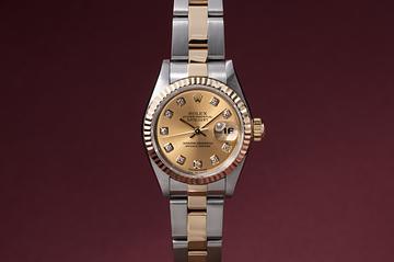 2002 Rolex Ladies Two-Tone DateJust 79173 Champagne Diamond Dial