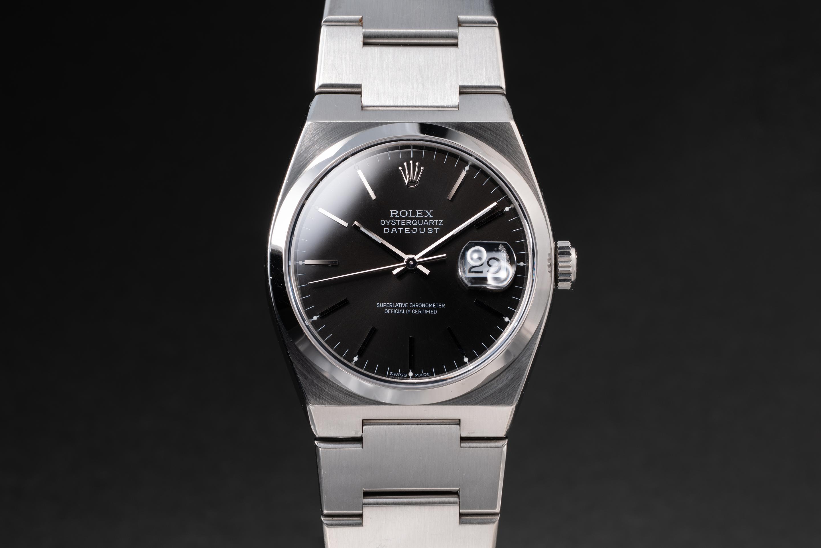 1990 Rolex OysterQuartz DateJust 17000 Black Dial with Rolex