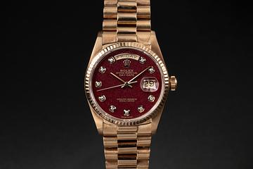 1987 Rolex 18K YG Day-Date 18038 Rubellite Diamond Dial