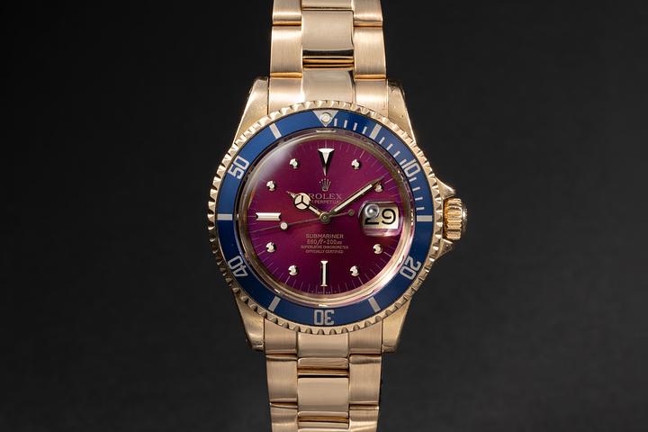 1978 Rolex 18k YG Submariner 1680 Tropical Purple Dial | Tropical