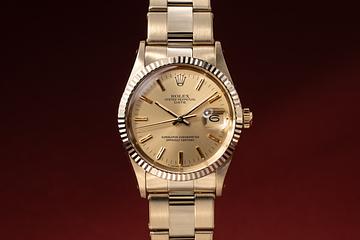 1986 Rolex 14k YG Date 15037 Champagne Dial
