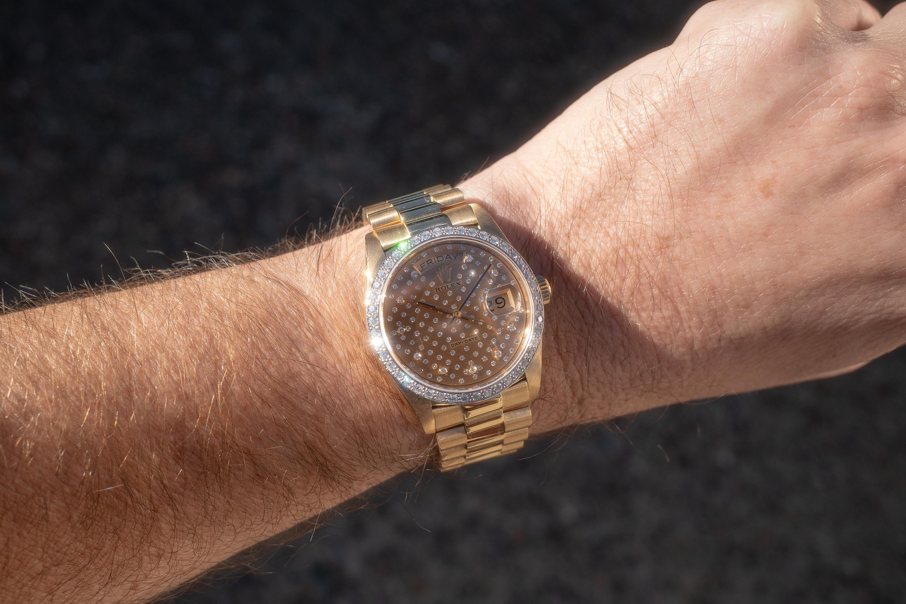 1984 Rolex 18K YG Day-Date 18048 Champagne Diamond Dial with