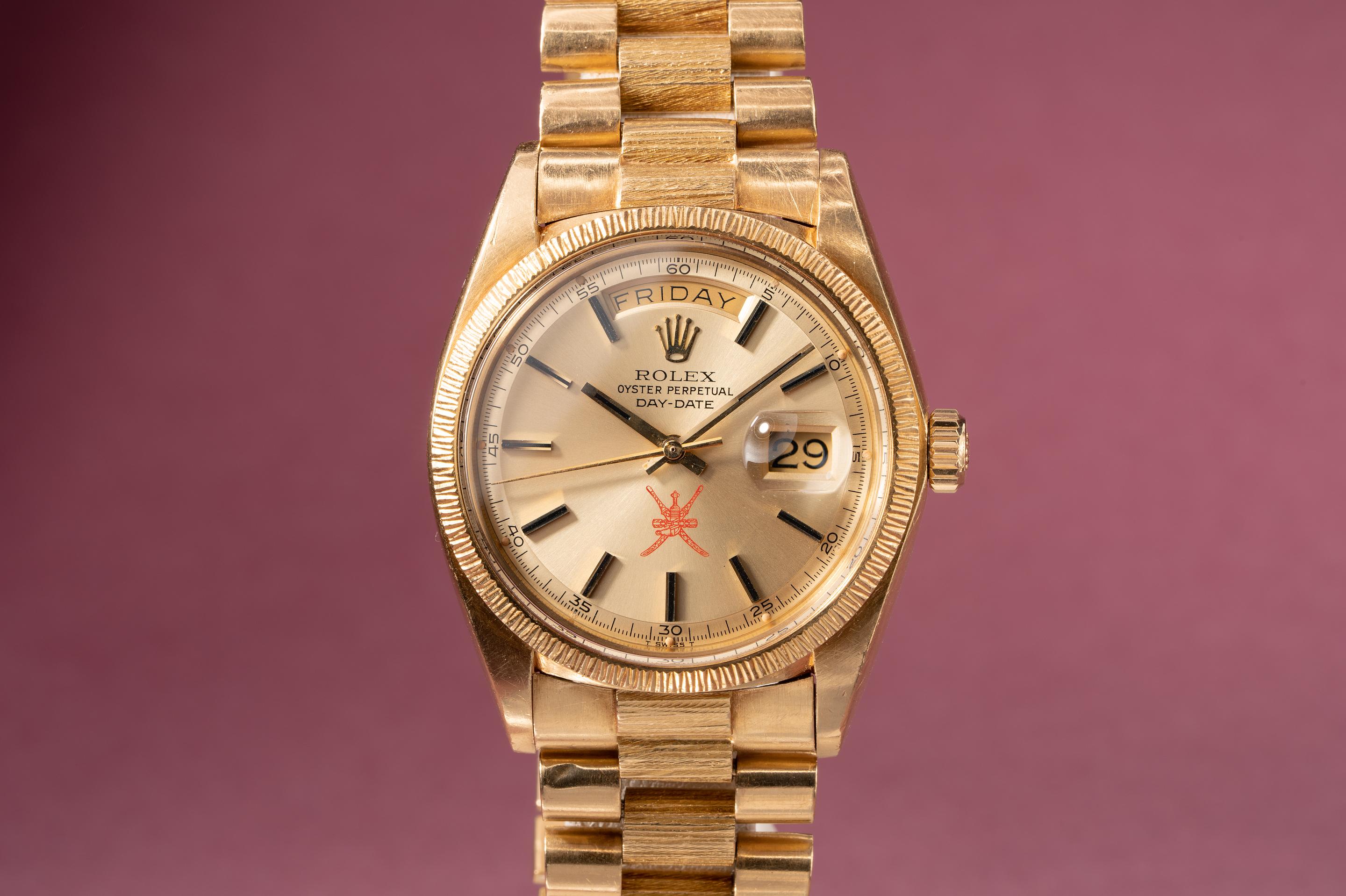 1974 Rolex Asprey Day-Date 1807 Khanjar Dial Tropical Watch