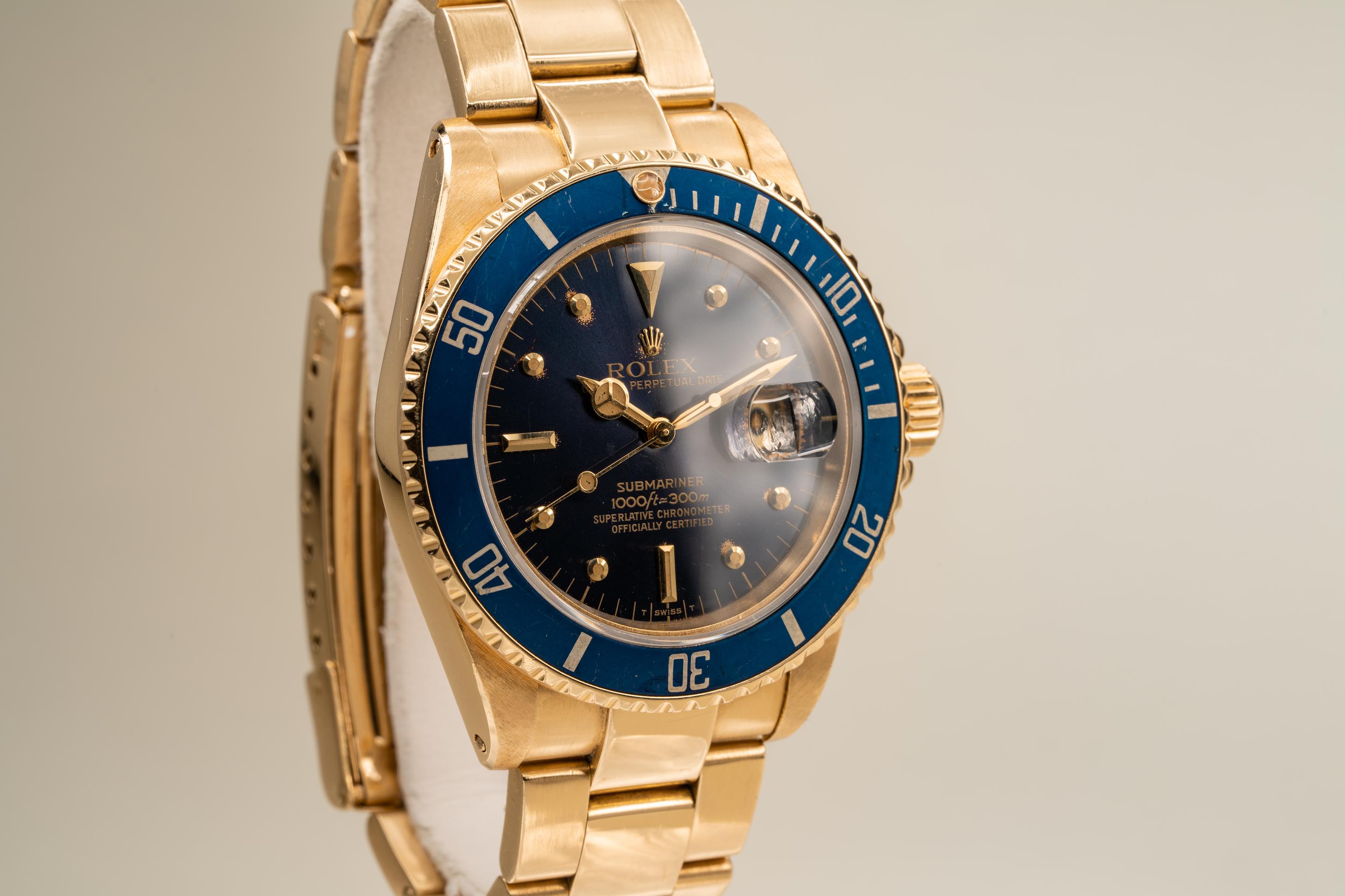 1981 Rolex 18K Submariner 16808 Blue Nipple Dial Tropical Watch - Main Image