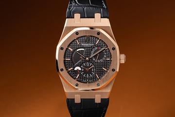 Audemars Piguet 18K RG Royal Oak Dual Time 26120OR Black Dial with Box and Papers