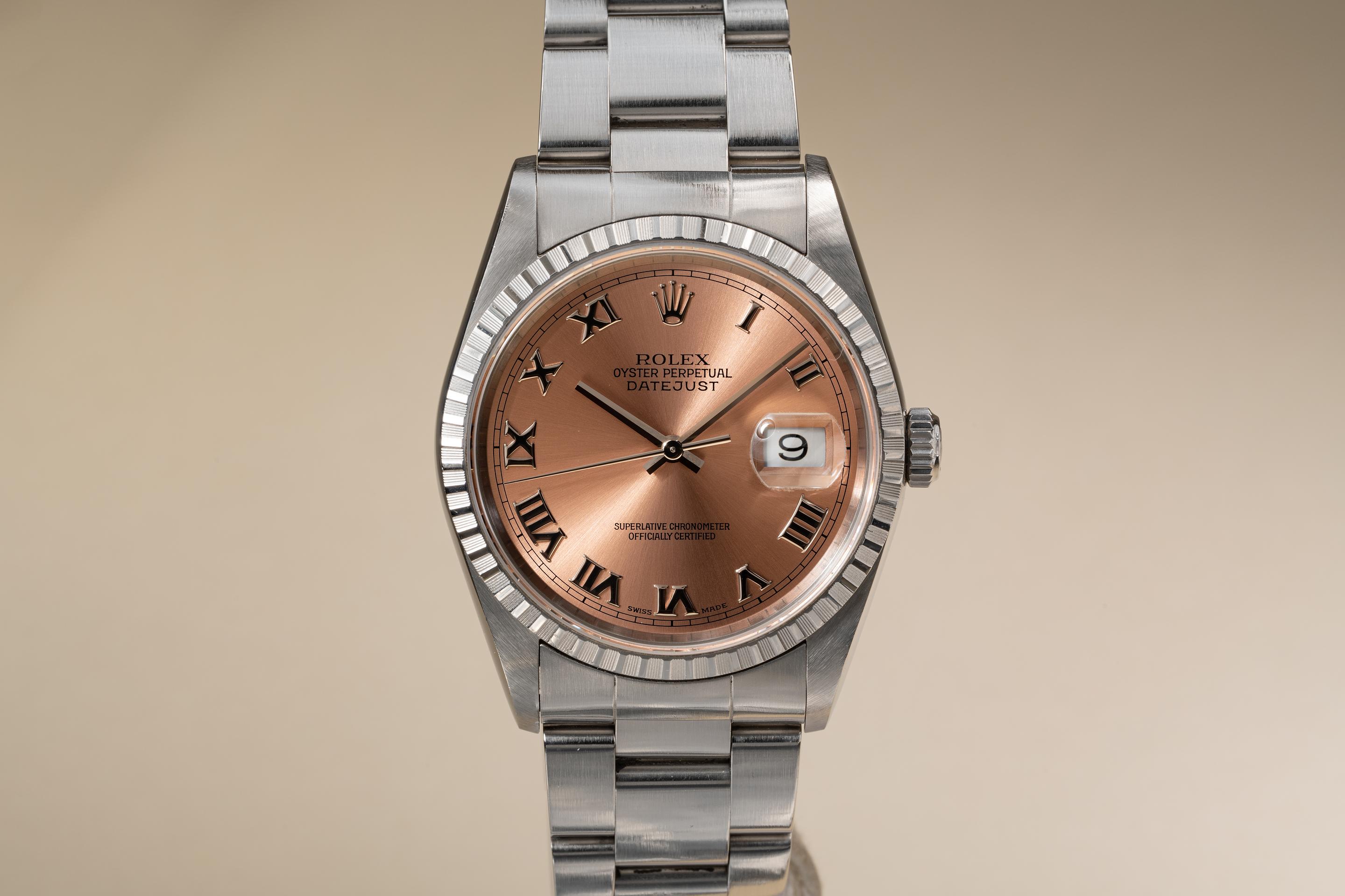2000 Rolex DateJust 16220 Salmon Dial with Papers Tropical Watch