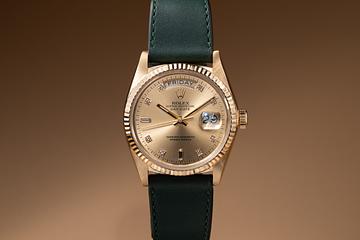 1977 Rolex 18K YG Day-Date 18038 Champagne Diamond Dial with Box