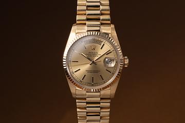1986 Rolex 18K YG Day-Date 18038 Champagne Dial