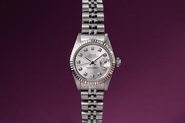 1996 Rolex Ladies DateJust 69174 Silver No-Lume Diamond Dial 