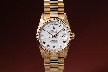1994 Rolex 18K YG Day Day-Date 18238 White Tiffany & Co. Roman Numeral Dial with Service Papers