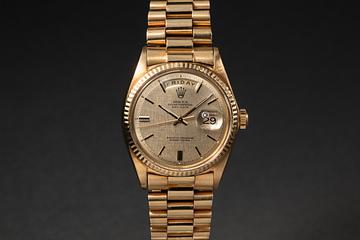 1970 Rolex 18K YG Day-Date 1803 Champagne Linen Dial