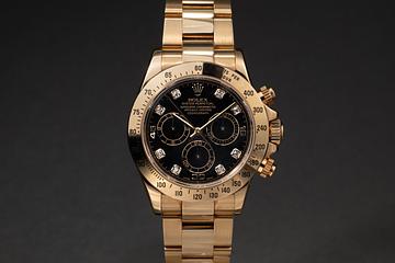 2002 Rolex 18K YG 116528 Black Diamond Dial 