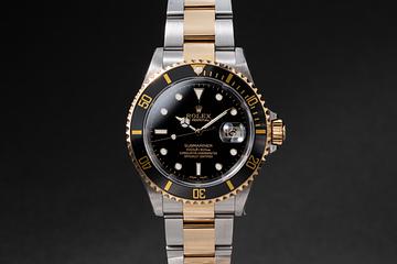 NOS 2003 Rolex Two-Tone Submariner 16613 Black Dial with Box & Papers