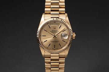 1990 Rolex 18K YG Day-Date 18238 Champagne Dial