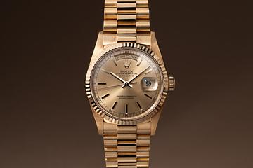 1995 Rolex 18K YG Day-Date 18238  Champagne Dial with Service Papers