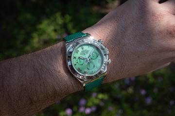 2002 Rolex 18k WG Beach Daytona 116519 Green Chrysoprase Dial