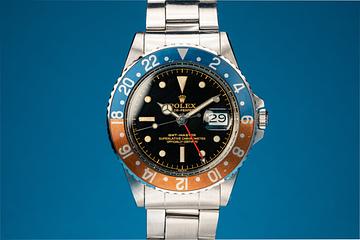 1963 Rolex GMT 1675  with Underline Gilt Dial and Box and Papers 