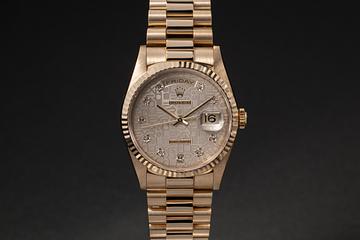 1996 Rolex 18K YG Day Date 18238A Opalescent Beige Jubilee Diamond Dial