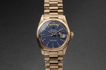 1972 Rolex 18K YG Day-Date 1803 Blue Minute Track Dial