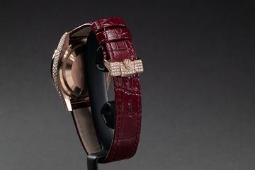 ブラック38 2024 Rolex 18K RG & Diamond Day-Date 128155RBR Diamond Pave