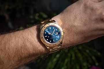 1996 Rolex 18K YG Yacht-Master 16628 Blue Dial 