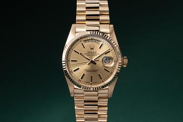 1977 Rolex 18K YG Day-Date 18038 Gold Dial with RSC 